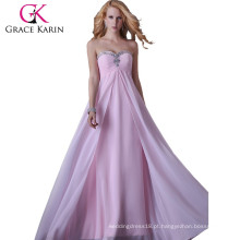 Grace Karin Strapless Sweetheart Chiffon Long Pink Prom Dresses 2015 CL3523